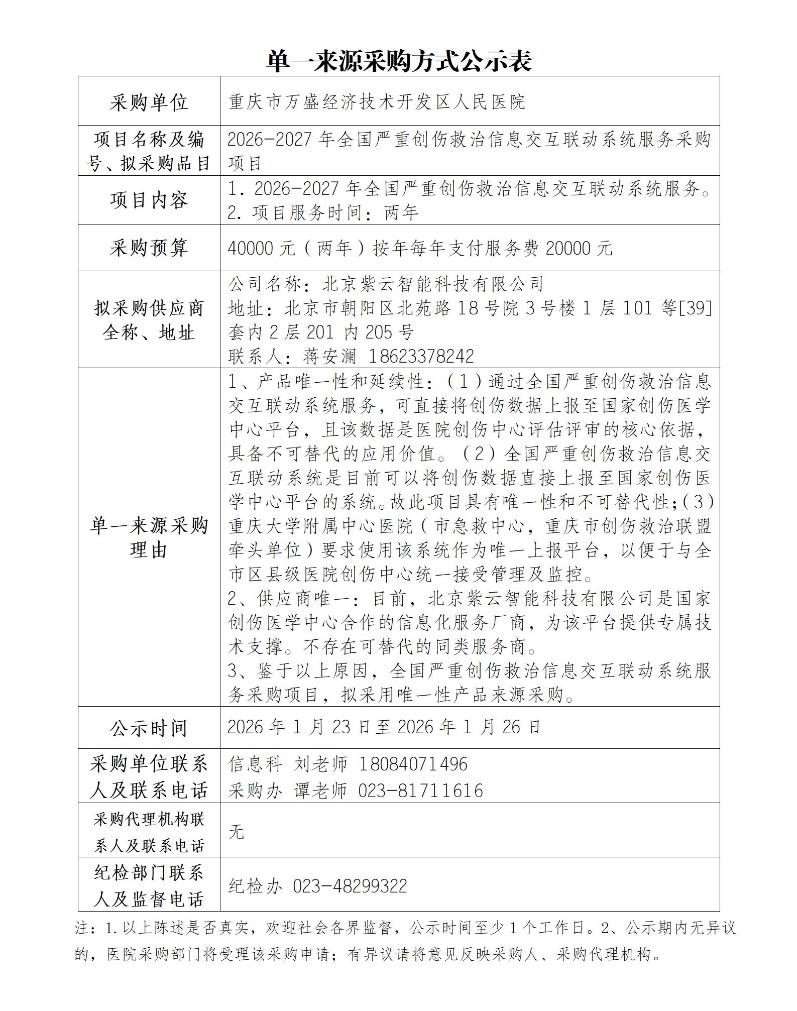 2026年全国严重创伤救治信息交互联动系统服务单一来源采购方式公示表_01.jpg